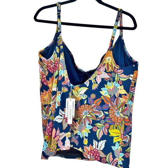 Bleu by Rod Beattie Floral Printed Tankini Top Multi Navy Size 22 Plus NWT - Picture 5 of 9